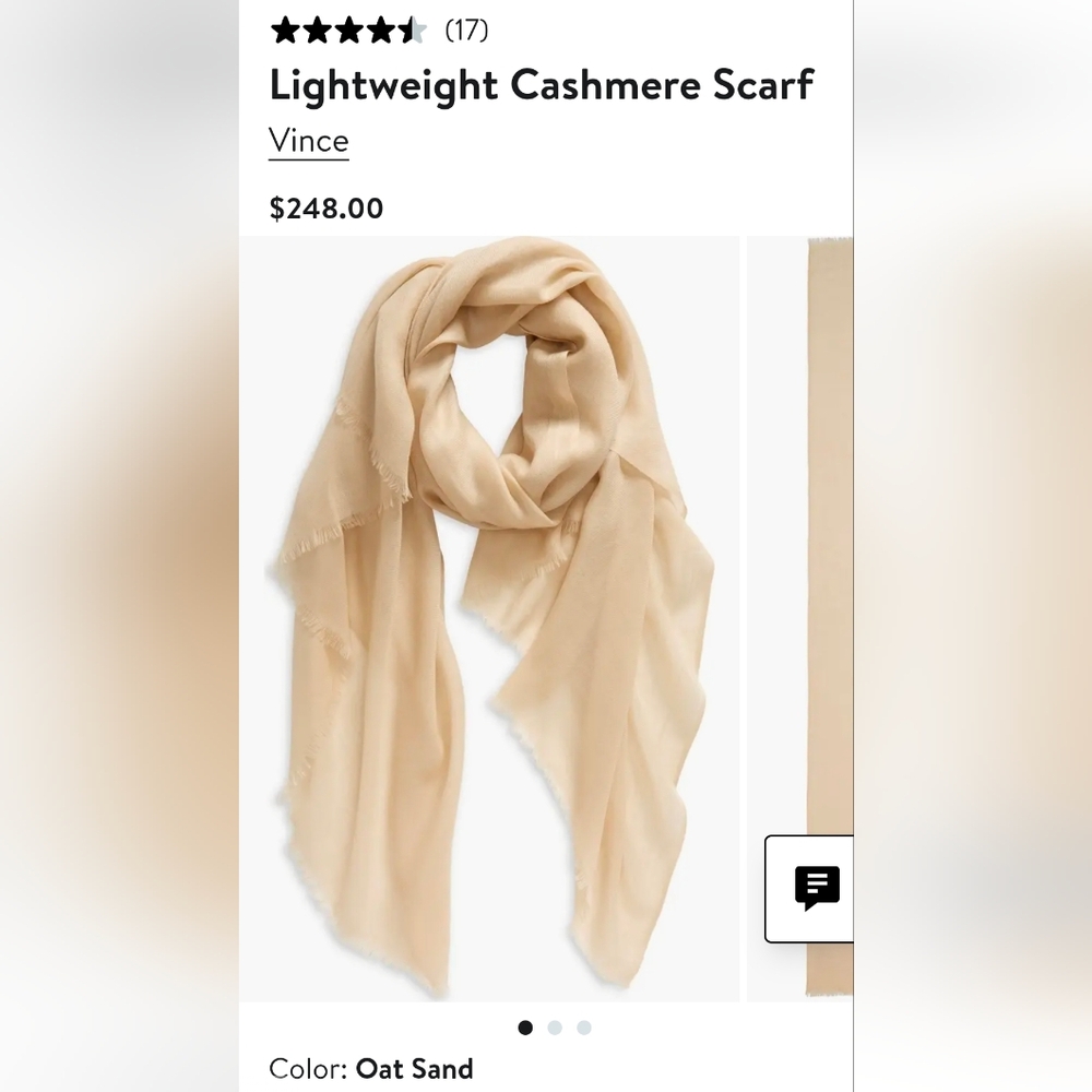 Nwot‎ Nordstrom Lightweight Tan Cashmere Scarf